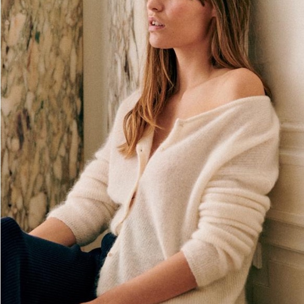 Sezane Gaspard mohair cardigan in ecru